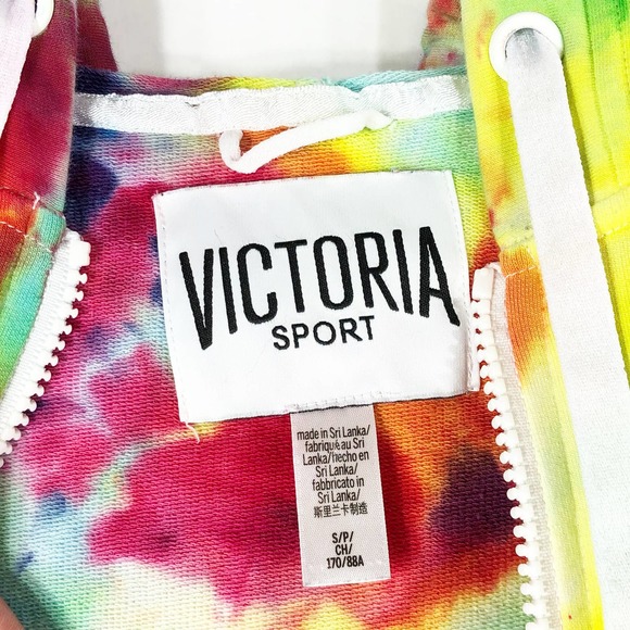 Victoria Secret Sport Small Jacket Handmade‎ Tie Dye Watercolor Wonder Hood 1517 - Picture 12 of 12